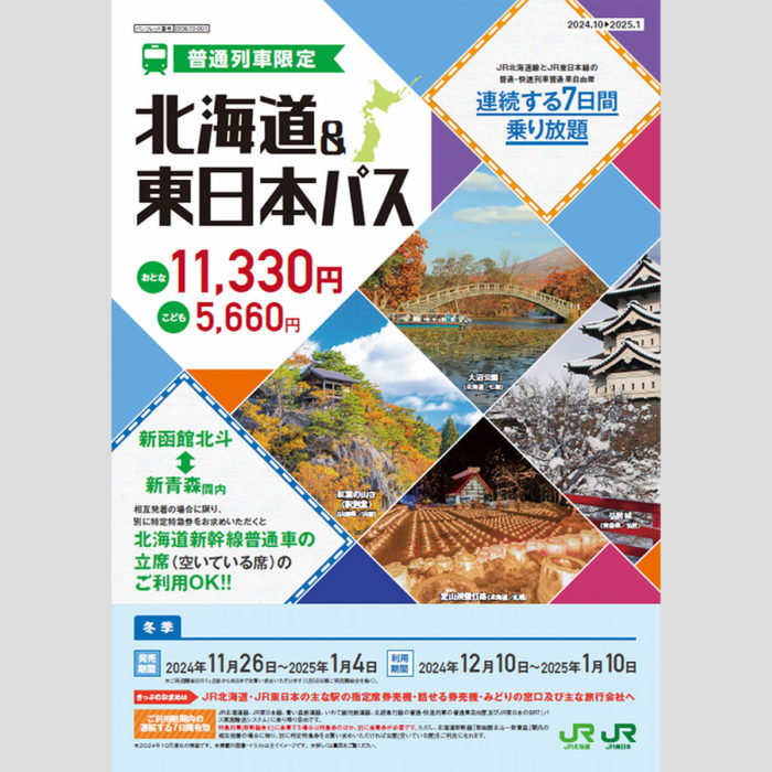 今冬用の北海道＆東日本パスのポスター画像(18きっぷ用）